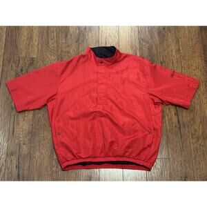 FOOTJOY DRYJOYS Pullover Jacket 1/2 Zip Red Windbreaker Short Sleeve - Men's XL